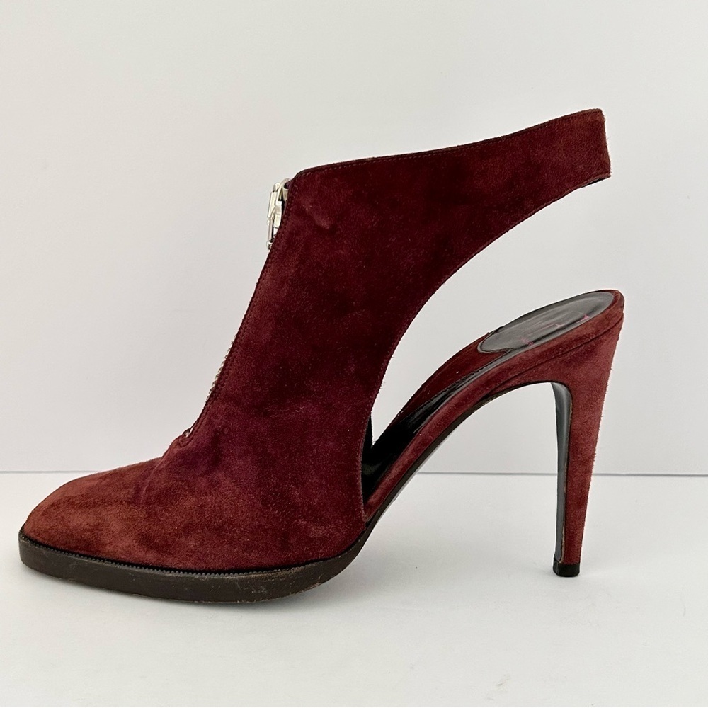 Diane von Furstenberg DVF Suede Heels Slingback Shoe Glamouratti Burgundy Size 7 - Picture 3 of 16
